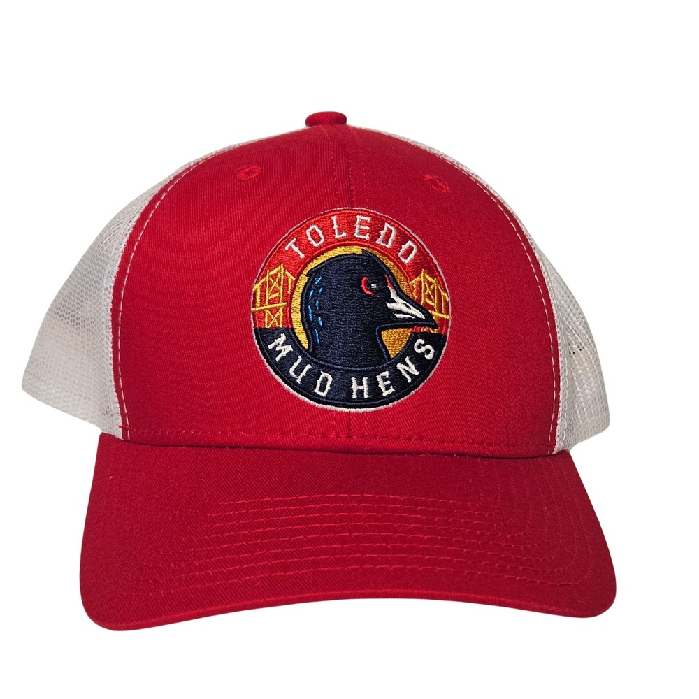 OC Sports Toledo Mudโ Hens MiLB Trucker Hat Red White Snapback OSFM Cap